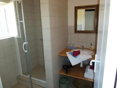 a bathroom with a shower and a sink at B&B Domaine Méditerranée in Paraza