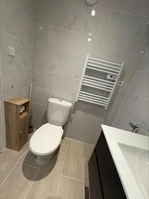 a bathroom with a white toilet and a sink at Loni in Carcassonne