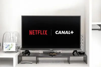 a flat screen tv sitting on a tv stand at Domaine Des Lucques B&B with Private Infinity Pool & Grand Olive Grove in Bize-Minervois