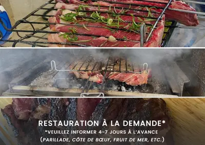 a bunch of meat cooking on a grill at Domaine Des Lucques B&B with Private Infinity Pool & Grand Olive Grove in Bize-Minervois