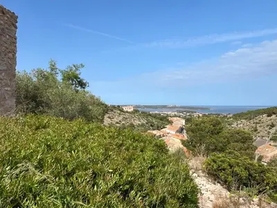 a view of the ocean from the top of a hill at Chateau Fitou Presbytery in Fitou