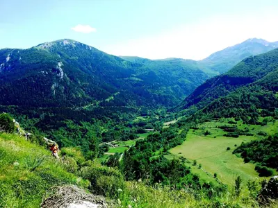 a view of a valley in the mountains at Maison de vacances en Ariège in La Bastide-de-Bousignac