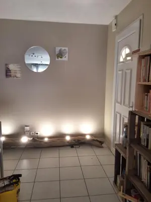 a room with a dog bed on the wall at Family villa in Salles-d'Aude in Salles-dʼAude