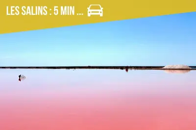 a picture of a lake with the words las salinas at Résidence Les jardins du Phoebus Géolia Piscine Climatisation Parking By LCG in Gruissan