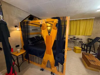 a bedroom with a bunk bed with a ladder at Insinuances in Douzens
