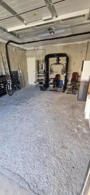 an empty garage with bikes parked in it at Relais Motards de Portel in Portel-des-Corbières