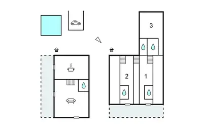 a schematic diagram of a bathroom with dimensions and a drawing at Authentique Maison Campagne in Montredon-Labessonnié