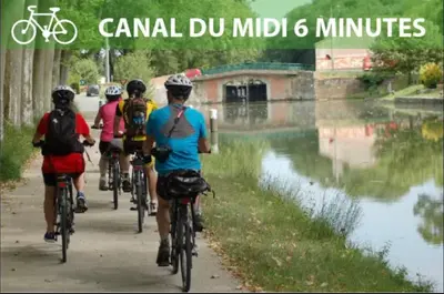 a group of people riding bikes down a path at Apparently cozy - wifi - Netflix - air-conditioned in Labastide-dʼAnjou