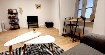 a living room with a couch and a table at Logement spacieux in Carcassonne