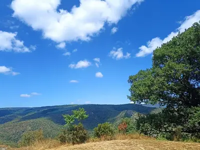 a view of the mountains from the top of a hill at Au Cammazou in Villanière