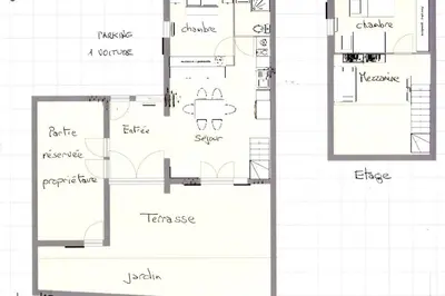 a floor plan of a house at Villa à Gruissan Mateille avec petit jardin et terrasse couverte in Gruissan
