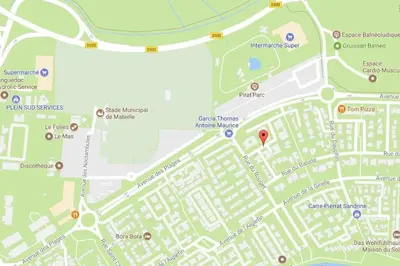 a map of the city of berlin with attractions at Villa à Gruissan Mateille avec petit jardin et terrasse couverte in Gruissan