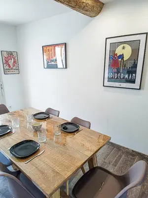 a picture hanging on a wall in a room at Maison 4 pers, calme et confort in Opoul-Périllos
