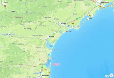 a map of the proposed route for the hike at Villa Valara in Narbonne
