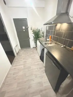 a kitchen with a sink and a counter top at Appartements hyper Centre in Carcassonne