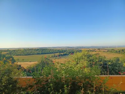 a view of the countryside from a hill with trees at Studio Garrevaques Calme et Charme à la Campagne - Lauren in Garrevaques