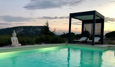 a large swimming pool with aitating at Villa Kéona , gîte 5 étoiles avec piscine privée et vue nature in Vingrau