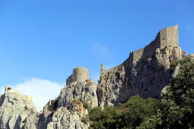 a mountain with two castles on top of it at Opuntia Teouliero location en Méditerranée in Escales