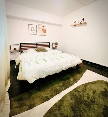 a bedroom with a large bed in a room at Les Fleurs de la Cité - T3 Parking privé et Terrasse Jardin Privé in Carcassonne
