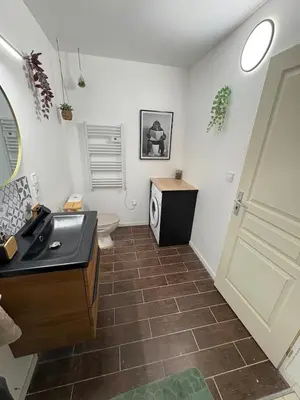 a bathroom with a sink and a toilet at Comme à la maison in Carcassonne