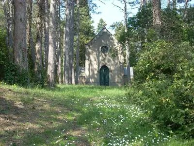 an old stone church in the middle of the woods at Chateau st-auriol - la bergerie in Lagrasse