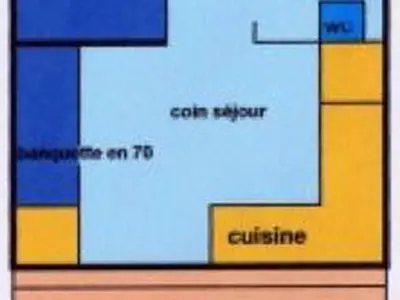 a floor plan of a building with a diagram at Chalet 18m², Terrasse sur Pilotis, 4 Personnes - API-1-52-927 in Camon