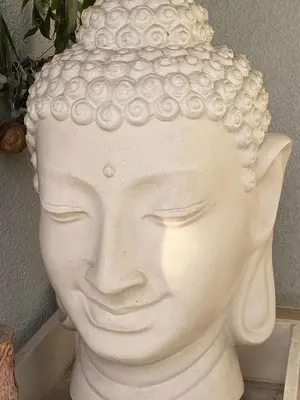 a white statue of a head with curls on it at L'Échappée Belle 3 étoiles - Piscine, Jardin et Pool-house - Proche Cité in Carcassonne