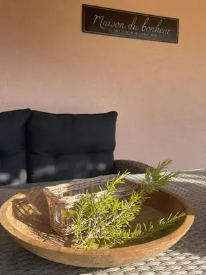 a coffee table with a glass bowl on top of it at Les hauts d'Embres havre de paix pour 8 in Embres-et-Castelmaure