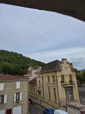a view from a window of a building at Appartement avec deux chambres et salon de massage in Lavelanet