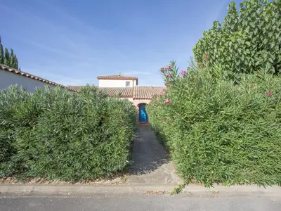 a house with two bushes in front of a driveway at P Minervois P N05 Villa 2P4 in Homps