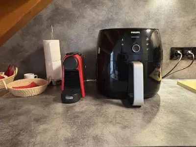 a coffee maker sitting on top of a counter at P Minervois G N02 Villa 3P4 in Homps