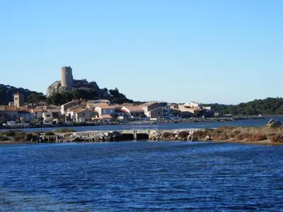 a view of a river with a town in the background at Studio Coquet 2/3 Pers au Cœur de Gruissan - FR-1-796-99 in Gruissan