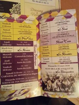 a menu for the dining room of a restaurant at Le fécos in Limoux
