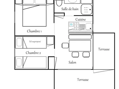 a floor plan of a house at Chalet familial 5 pers avec terrasse à Axat - API-1-52-1152 in Axat