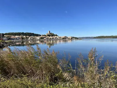 a view of a large body of water at AIG_183 Studio rénové avec terrasse et vue exceptionnelle sur la marina, l’étang et le village de Gruissan in Gruissan