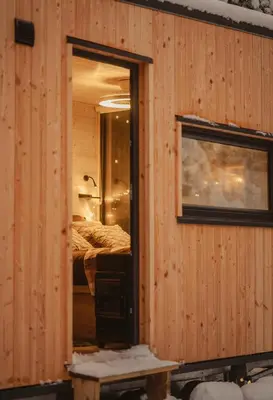 a room with a room with a bed and a window at Homnest - Brumes des Hauts Bains - Coeur Pyrennees in Escouloubre