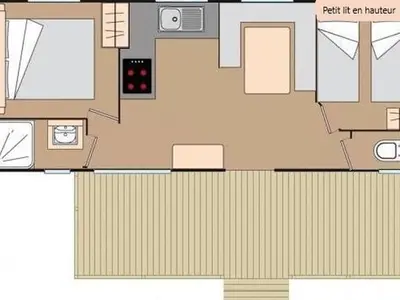 a floor plan of a house with at Mobil-Home avec Terrasse pour 4 pers. - API-1-52-1600 in Sournia