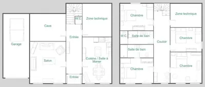 a floor plan of a building with different floors at Laguzou in Saint-Julien-de-Briola