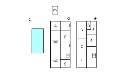 a block diagram of a building at Authentique Maison Piscine in Saint-Amans-Valtoret