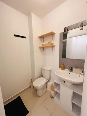a bathroom with a toilet and a sink at Appartement duplex cœur de ville in Narbonne