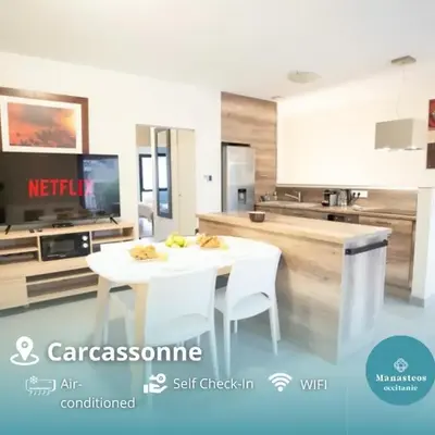 Air-conditioned 2 bedroom apartment with Terrace Parking Carcassonne