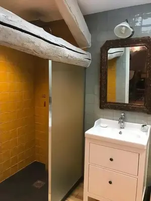 a bathroom with a toilet and a sink and a shower at Camping 3 étoiles - ccbfdca in Le Bez