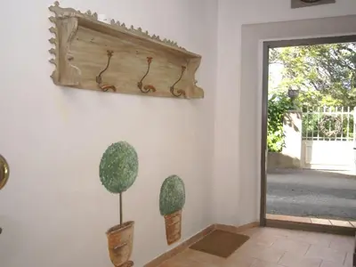 a wall with a mirror and a plant on it at Village House in La Caunette with Pool in La Caunette
