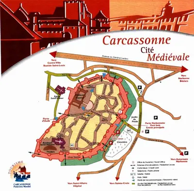 a map of the cazrococo city melilla at Bellevue Cité Chez Jean - vue directe Cité, Cité à 200m, clim, parking public gratuit à 200m, WIFI - Direct view Cité, 200m to Cité, Aircon, free public car park 200m, WIFI in Carcassonne