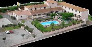 a model of a large house with a swimming pool at Logis Hôtel LE PRESSOIR in Saint-Chinian