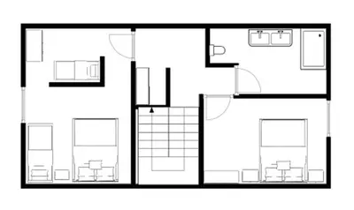 a black and white floor plan of a house at Domaine Le Piboul in Fontcouverte
