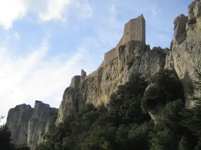 a castle on the side of a mountain at Apartment the Haven in Cucugnan