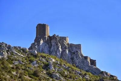 a castle on the top of a mountain at Apartment the Haven in Cucugnan