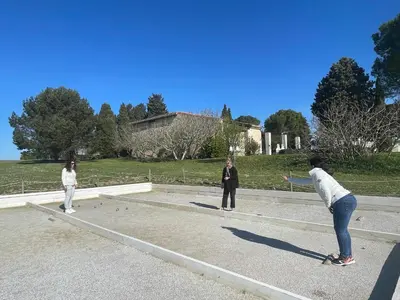 a group of people standing on skateboards in the street at Domaine Saladry in Villepinte