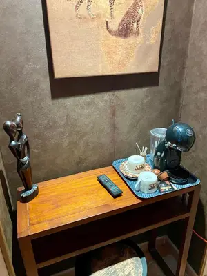 a table with a helmet on top of a table at La Prade des 